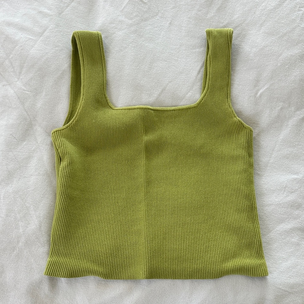 Reformation Olive Rib Square-Neck Tank